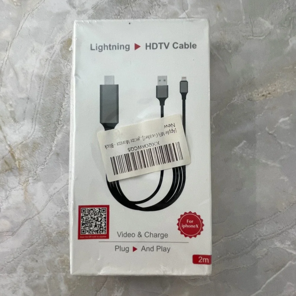 Lightning to HDTV Cable Adapter for iPhone iPad 2m 1080p Video Charge Black